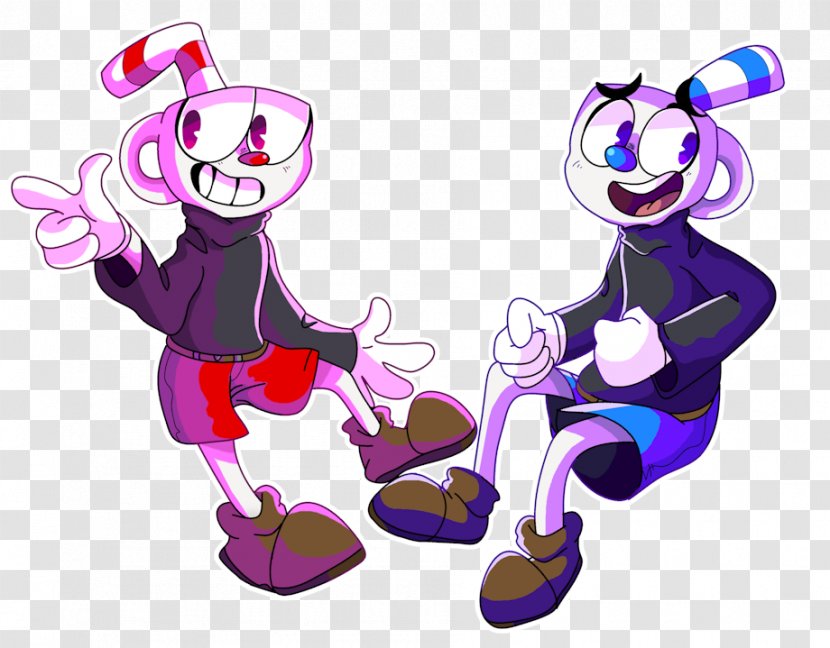 Cuphead Art Drawing Clip - Purple - And Mugman Fanart Transparent PNG