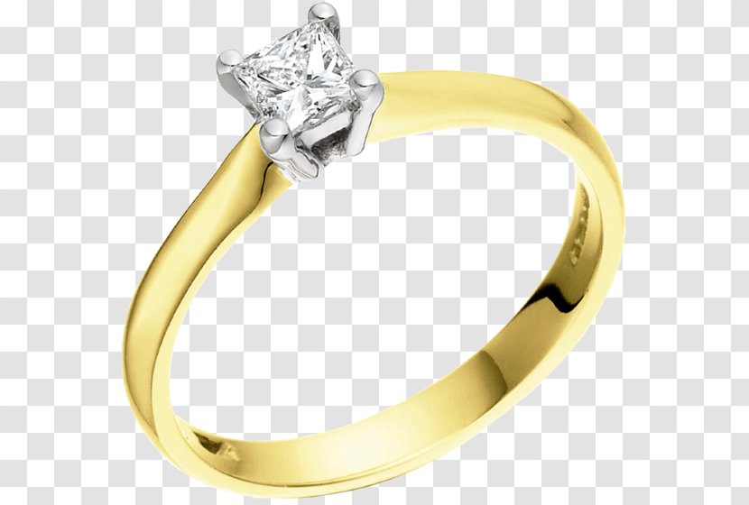 Diamond Wedding Ring Engagement Princess Cut - Metal Transparent PNG