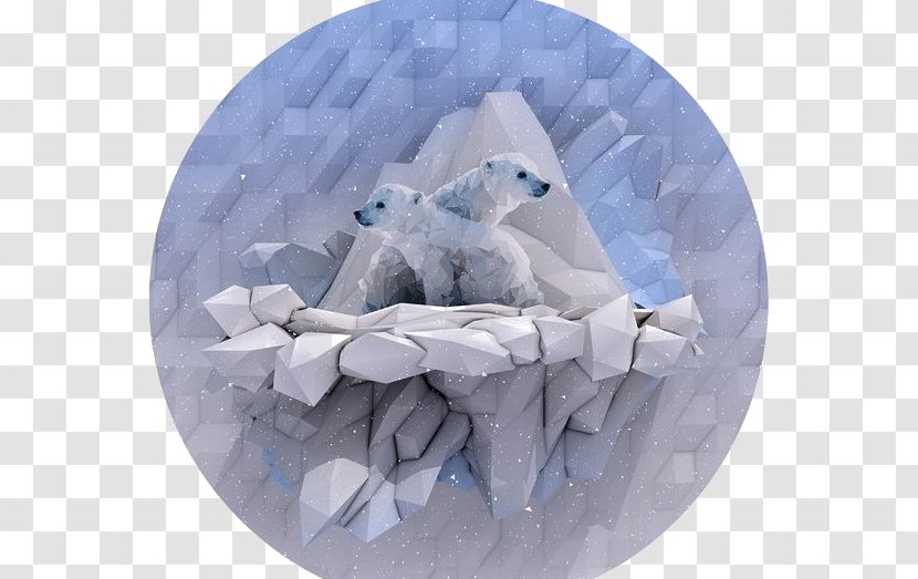 Low Poly 3D Computer Graphics Illustration - Frame - Polar Bear Transparent PNG