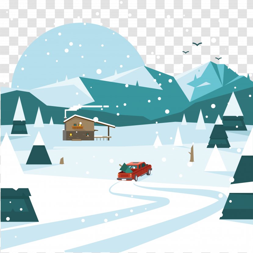 Snow Winter Landscape - Product Design - Vector Transparent PNG