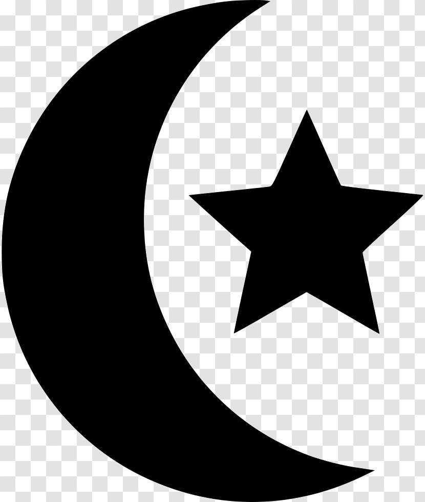 Star And Crescent Symbols Of Islam Culture - Black White Transparent PNG