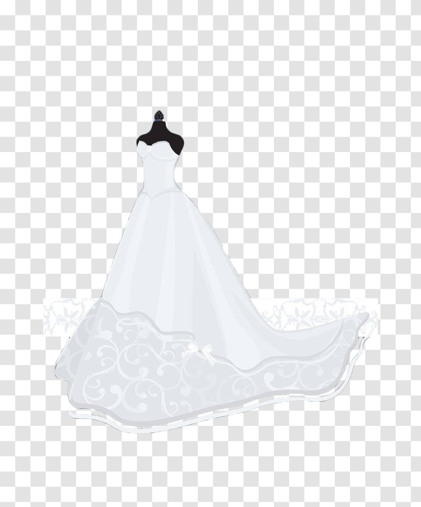 Contemporary Western Wedding Dress White - Neck - Hand-painted Table Transparent PNG
