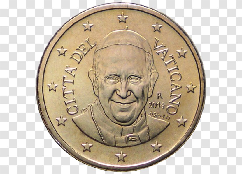 Pope Francis Vatican City Euro Coins 50 Cent Coin - Benedict Xvi Transparent PNG