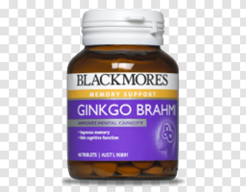 Dietary Supplement Blackmores Ginkgo Forte Tablets Brahmi 40 Maidenhair Tree - Brain - Bath Tab Transparent PNG
