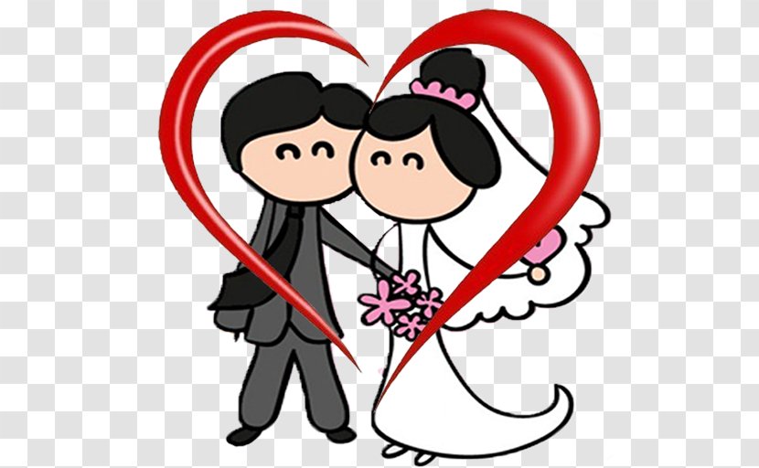 Drawing Marriage Couple Wedding - Cartoon Transparent PNG