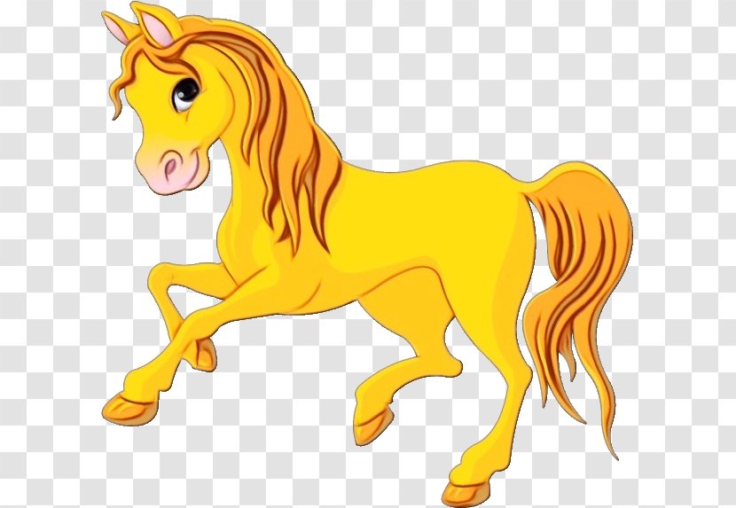 Animal Figure Horse Mane Cartoon Yellow - Stallion Mare Transparent PNG