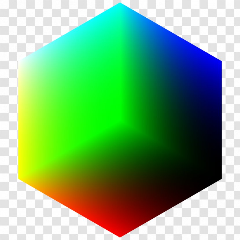 Green RGB Color Model Space Cube - Isometric Projection Transparent PNG