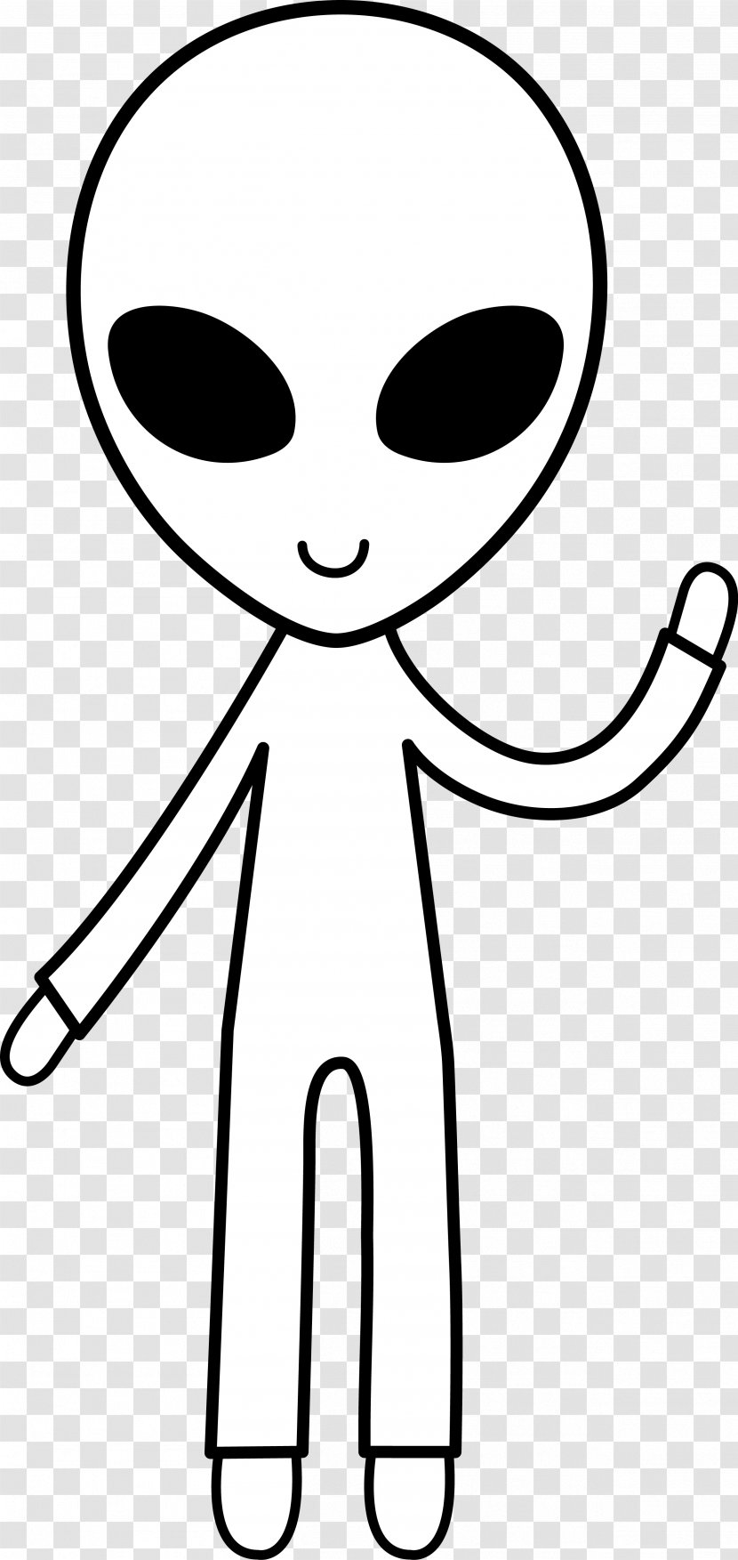 Alien Extraterrestrial Life Black And White Cartoon Clip Art - Aliens Cliparts Transparent PNG