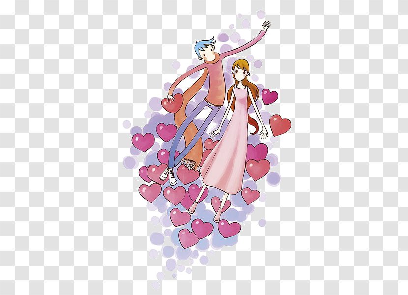 Cartoon Significant Other Couple Illustration - Tree - Love Material Transparent PNG