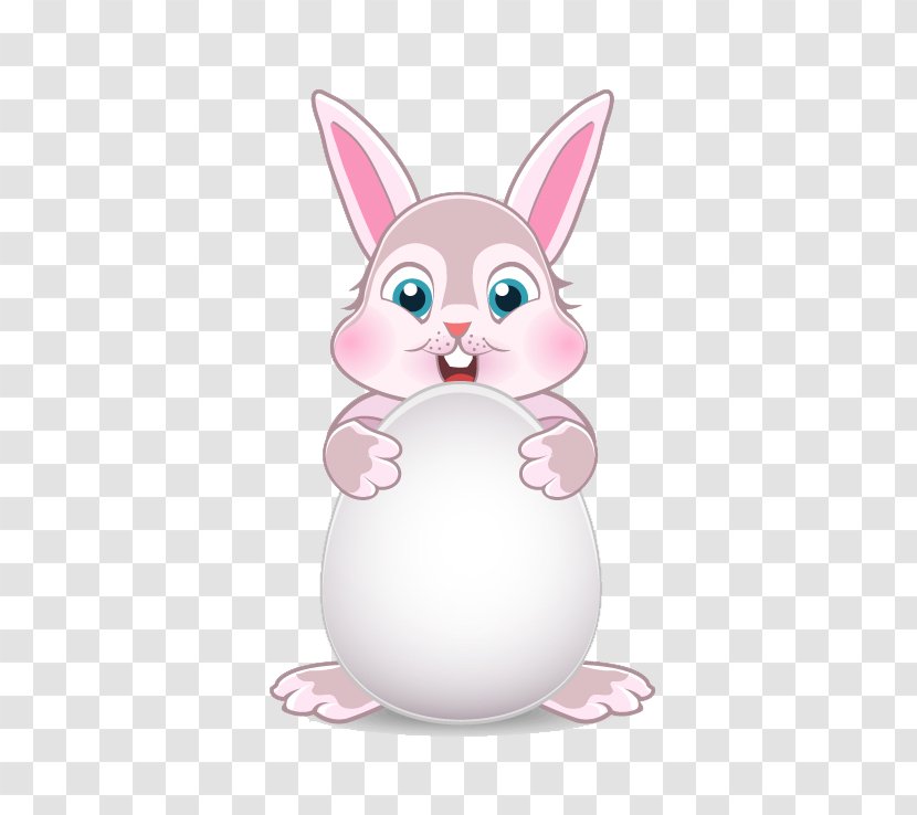 Easter - Cartoon - Hold Eggs Bunny Vector Material Transparent PNG