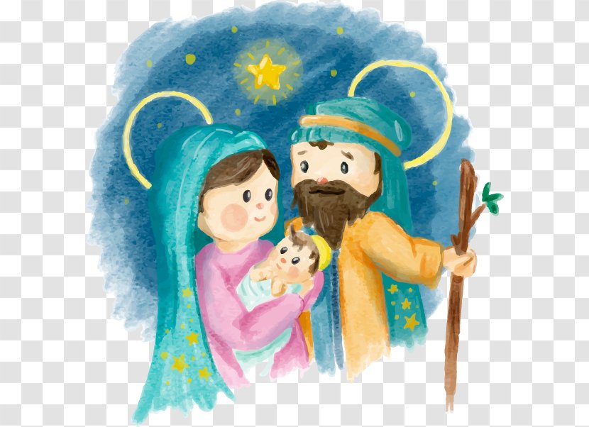 Mary Christmas Nativity Of Jesus Scene Manger - Human Behavior - Hand-painted Watercolor Transparent PNG
