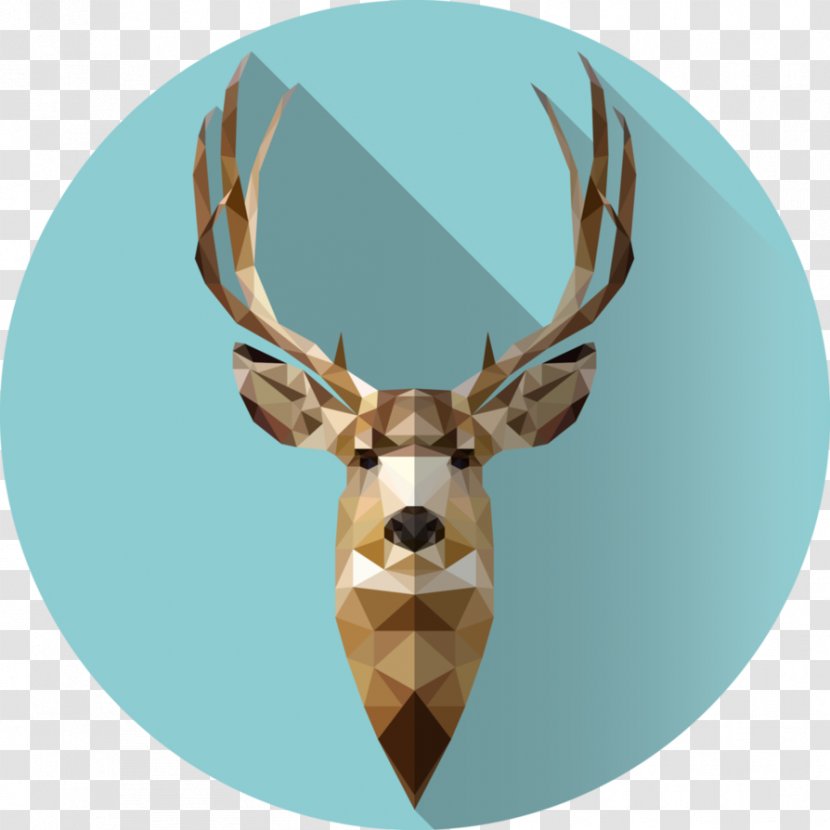 Low Poly Reindeer Digital Art Portrait - Illustrator Transparent PNG