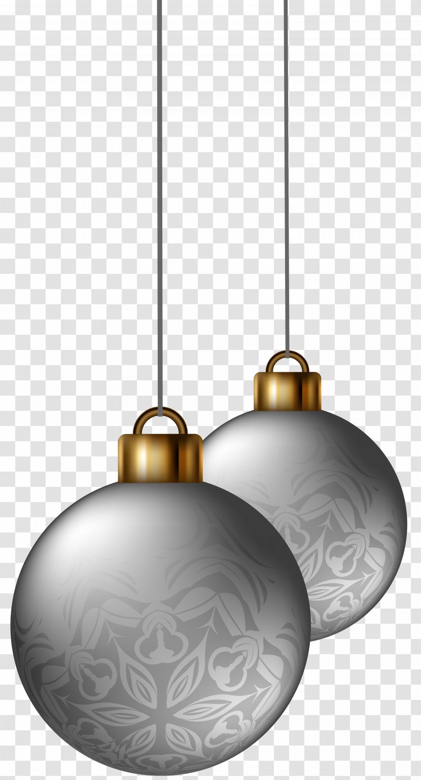 Christmas Ornament Decoration Tree - Santa Claus - Silver Balls Clipart Image Transparent PNG