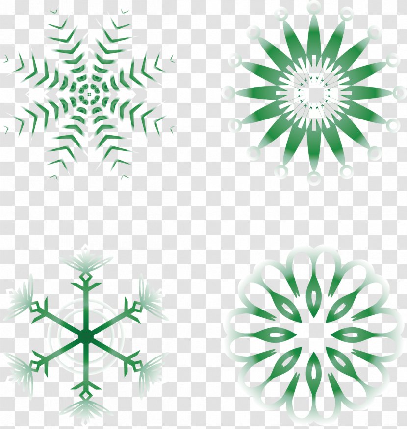 Software Design Pattern Ornament - Flowering Plant - Green Sky Snow Snowflake Vector Material Transparent PNG