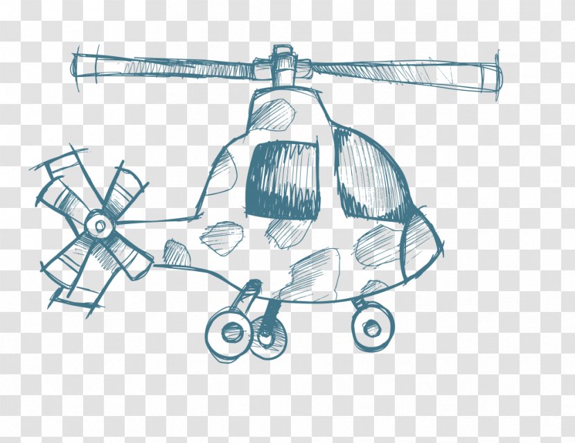 Helicopter Airplane Drawing Painting - Hand-painted Transparent PNG