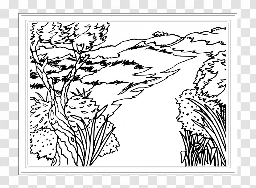 Coloring Book Landscape Adult - Black - Point Transparent PNG