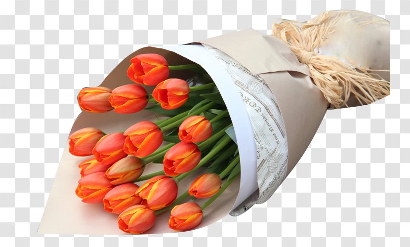 Tulip Cut Flowers Flower Bouquet - Orange Transparent PNG