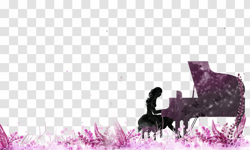 Piano Silhouette Poster - Flower Transparent PNG