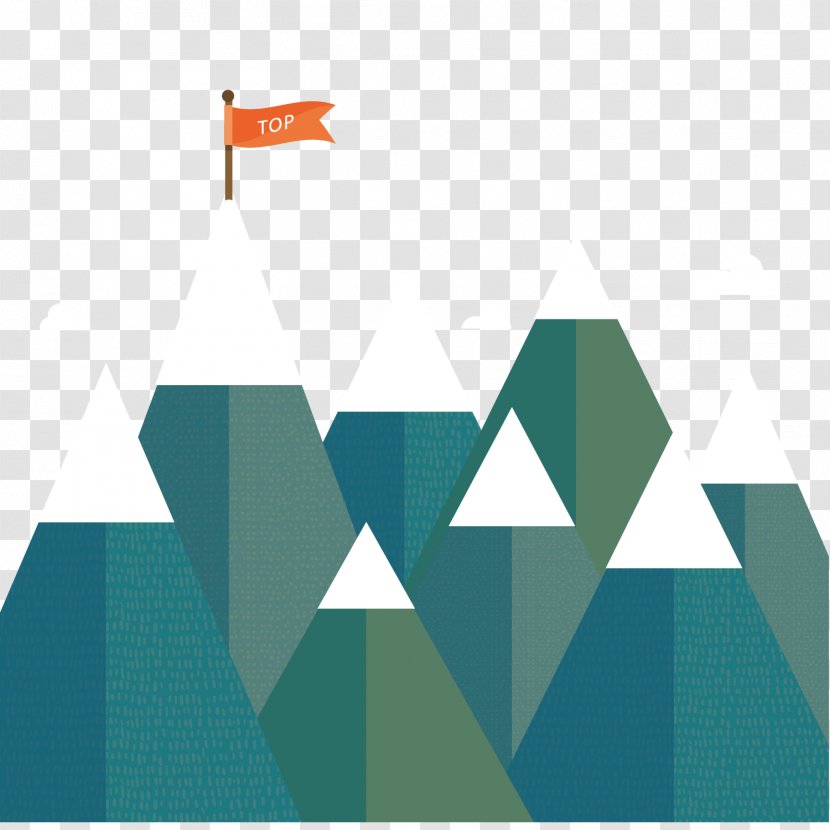Mountain Snow Summit - Symmetry - Inserted In The On Top Of Red Flag Transparent PNG