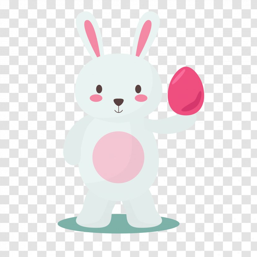 Easter Bunny Illustration - Pink - Cute Rabbit With Egg Material Transparent PNG