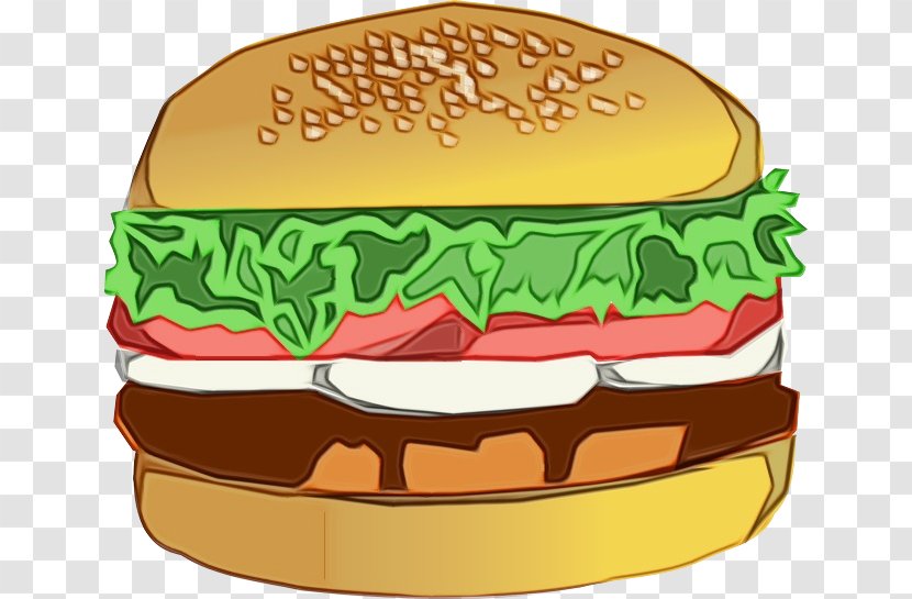 Burger Cartoon - Veggie - Baked Goods Cuisine Transparent PNG