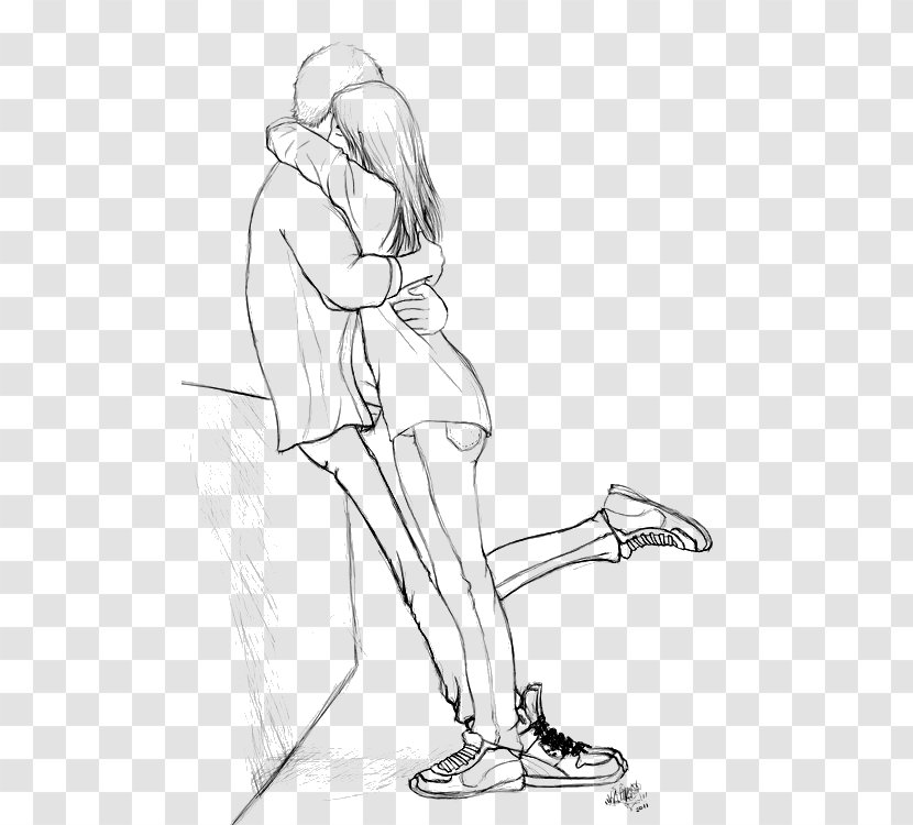 Drawing Love Hug Sketch - Watercolor - Couple Transparent PNG