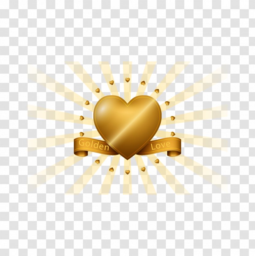 Euclidean Vector Love - Yellow - Ray Background Golden Transparent PNG