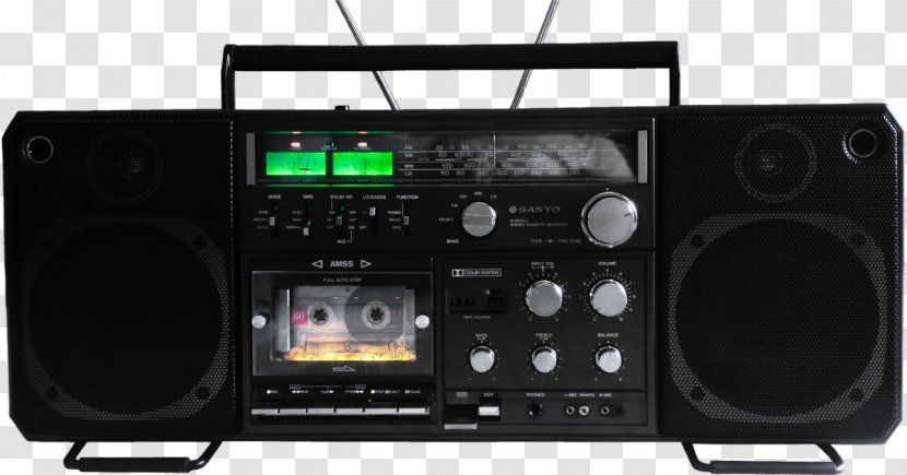 Boombox Stereophonic Sound Compact Cassette Deck - Sanyo - Radio Transparent PNG