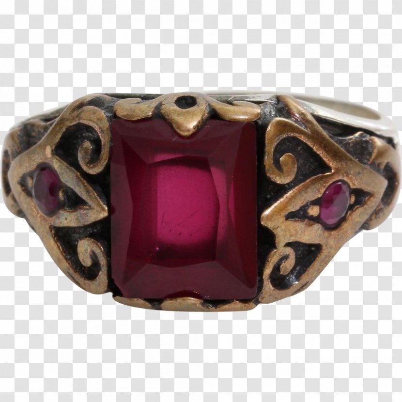 Amethyst Ruby Ring Antique Sterling Silver - Gold Transparent PNG