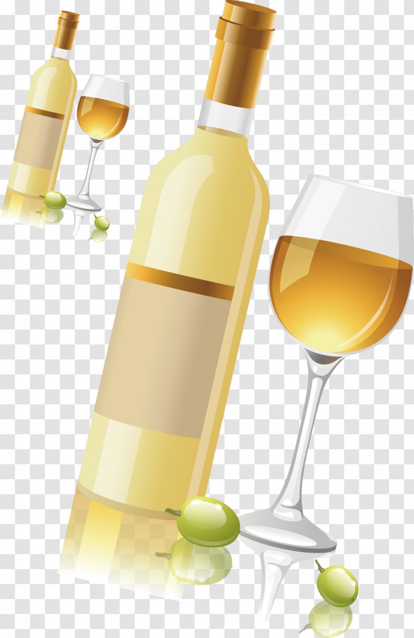 White Wine Glass Olive Oil - Bottle - Vector Transparent PNG