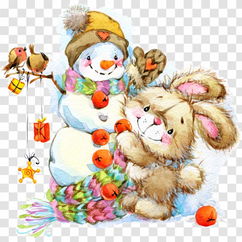 Santa Claus Christmas Decoration Tree Illustration - Rabbit Snowman Transparent PNG