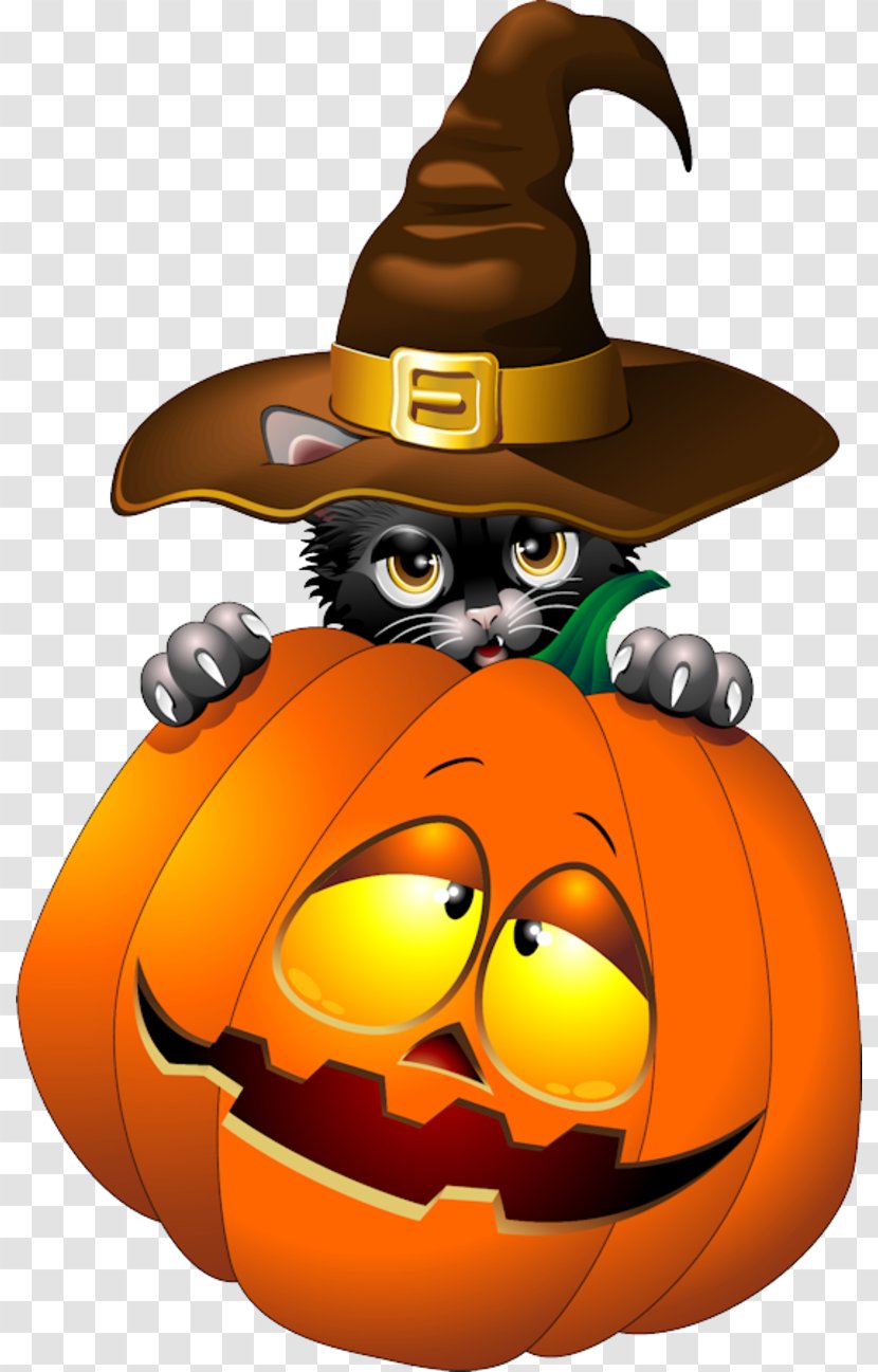 Pumpkin Cat Halloween Vector Graphics Transparent PNG