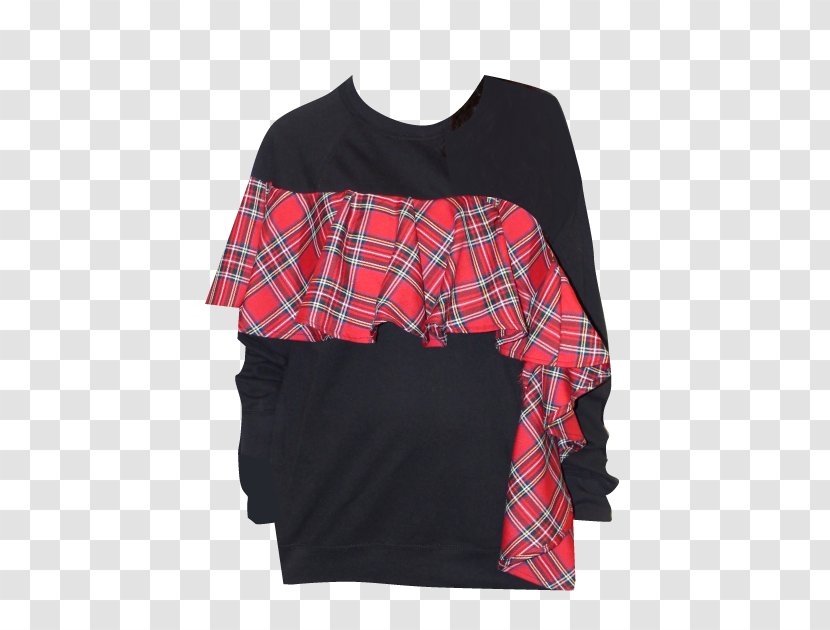 Punk Rock Tartan Sweater Sleeve T-shirt - Plaid Ribbon Transparent PNG