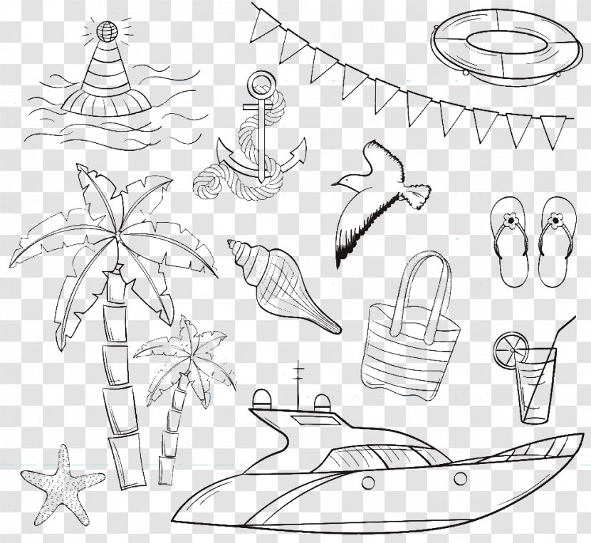 Drawing Sketch - Flower - Yongquan Painted Coconut Juice Conch Slippers Basket Transparent PNG