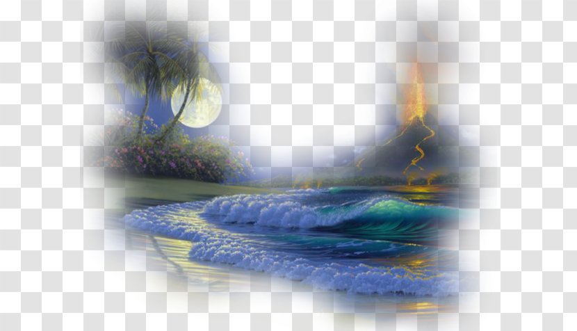 Painting Landscape Clip Art - Moonlight Beach Transparent PNG