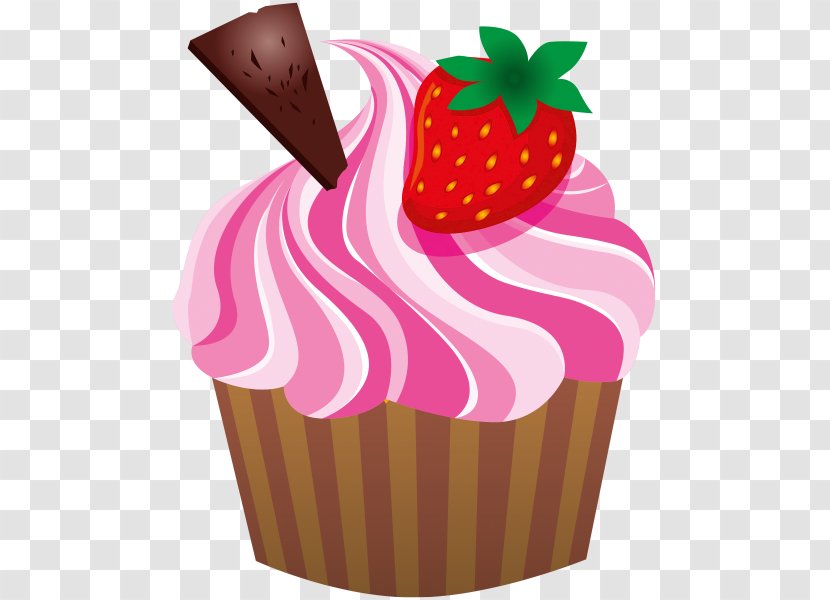 Cupcake Strawberry Cream Cake Sundae Muffin Transparent PNG