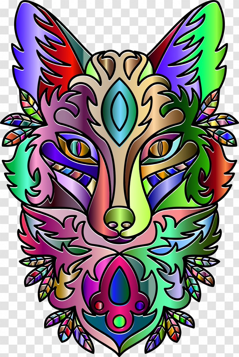 Line Art Ornament Clip - Color - Hand-painted Fox Transparent PNG