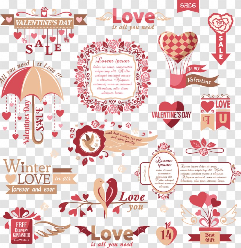 Valentine's Day Heart Gift - Cartoon - Wedding Label Transparent PNG