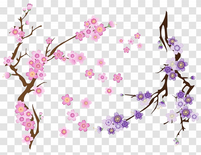 Cherry Blossom Background - Lilac - Wildflower Pedicel Transparent PNG