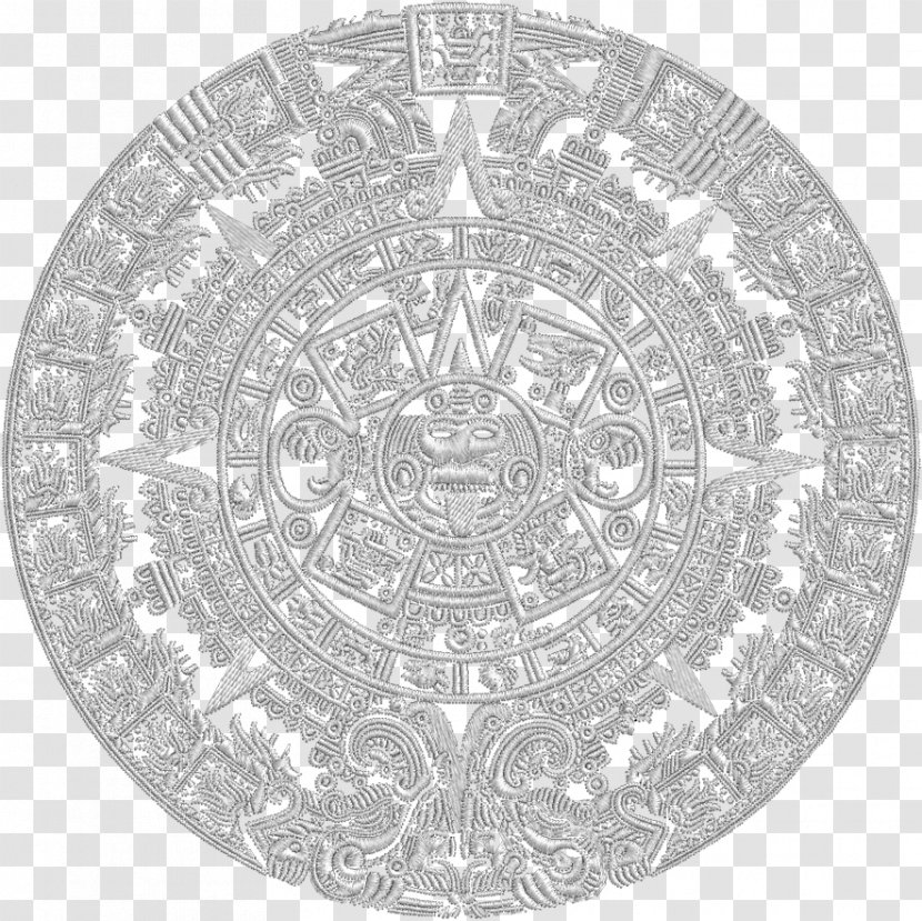 Aztec Calendar Stone Coloring Book Mandala Drawing - Schablone Transparent PNG