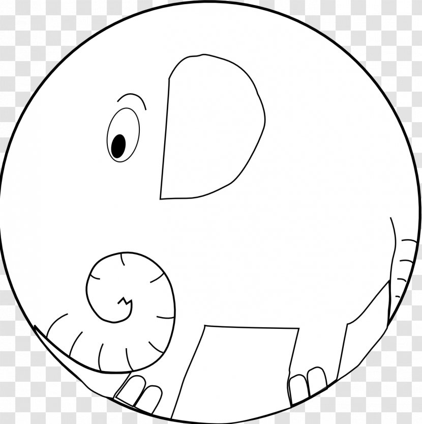 White Circle Area Angle Clip Art - Silhouette - Elephant Line Transparent PNG