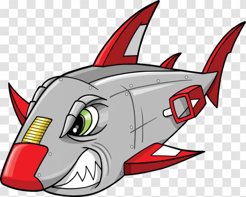 Cyborg Robot Royalty-free Illustration - Fish - Mech Painted Cartoon Shark Transparent PNG