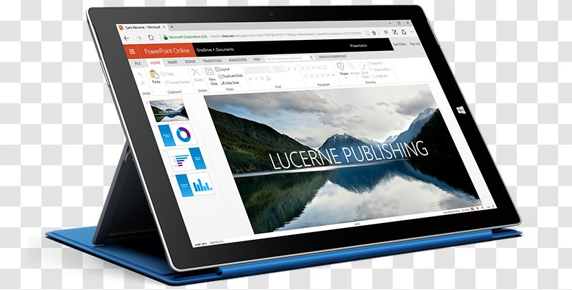 Microsoft Surface PowerPoint Presentation Program Office 365 Online - Communication - Tablet PC Transparent PNG