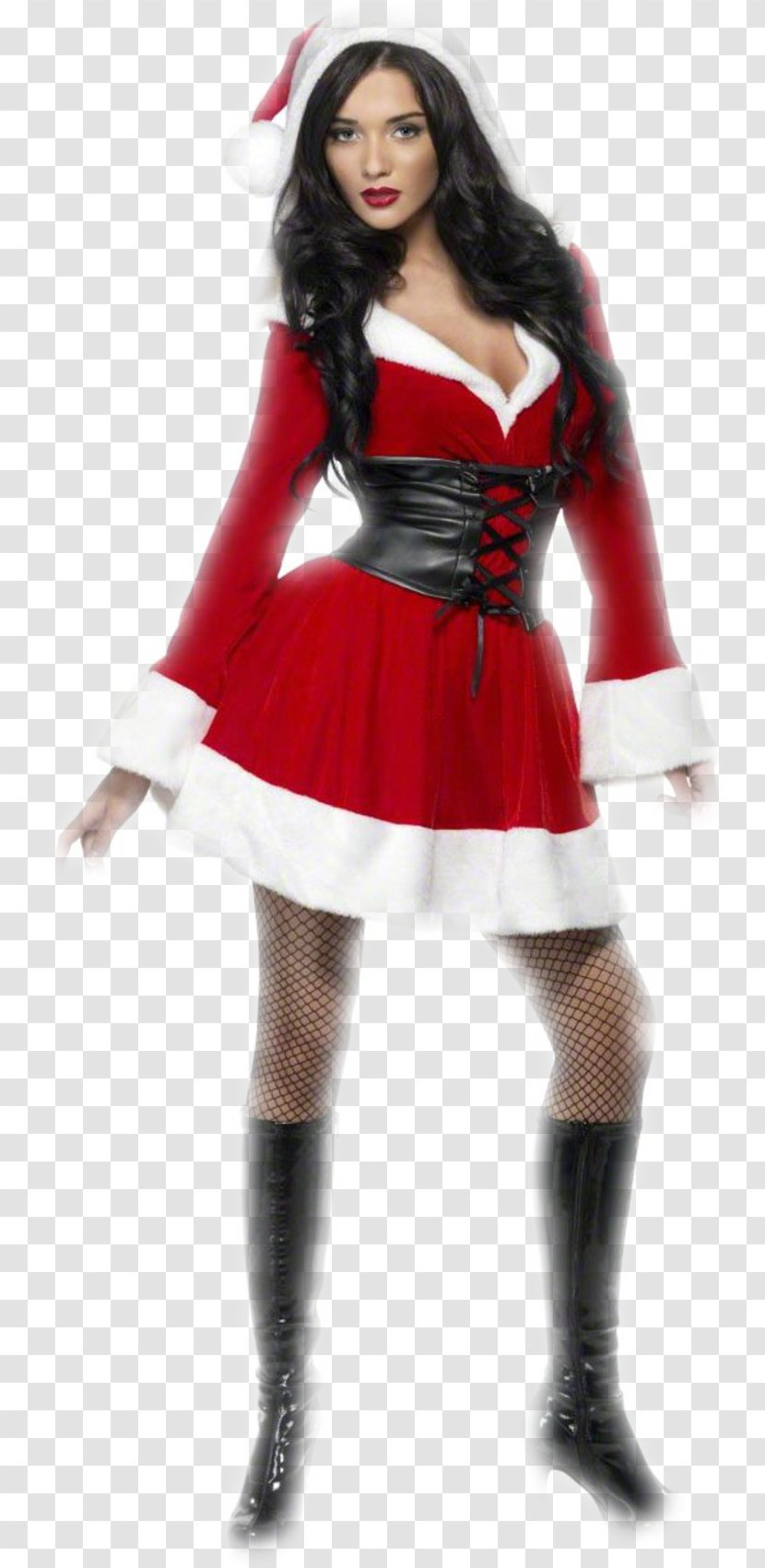 Santa Claus Mrs. Costume Party Suit - Watercolor Transparent PNG