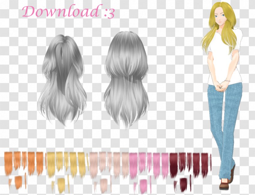 Long Hair Blond Coloring Ponytail - Silhouette Transparent PNG