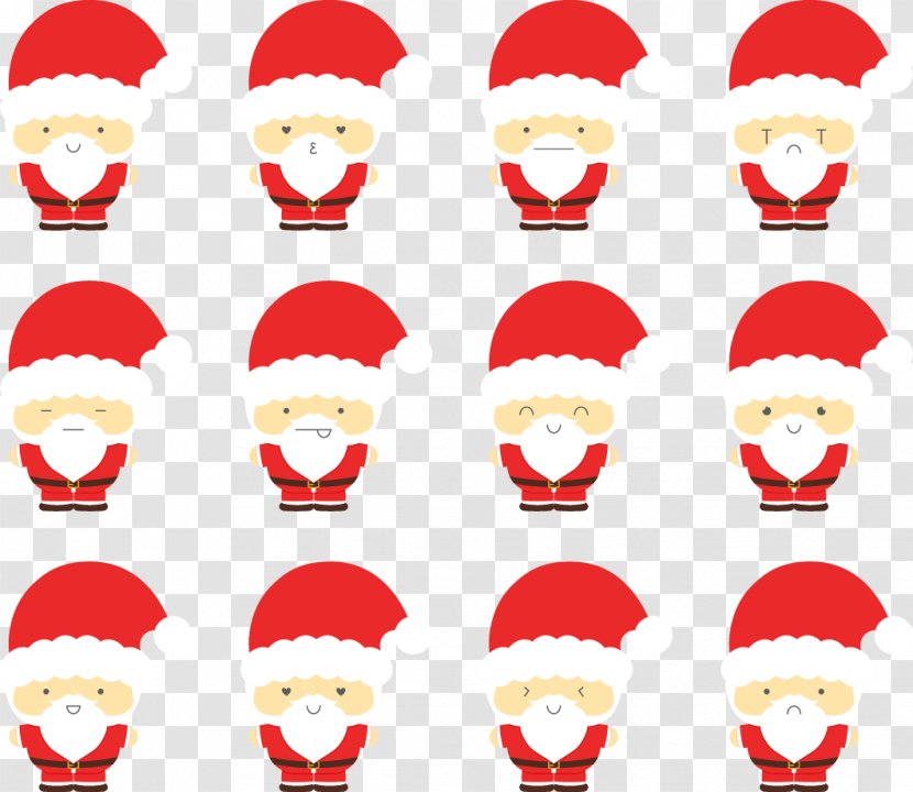 Santa Claus Christmas Illustration - Cute Face Pack Transparent PNG