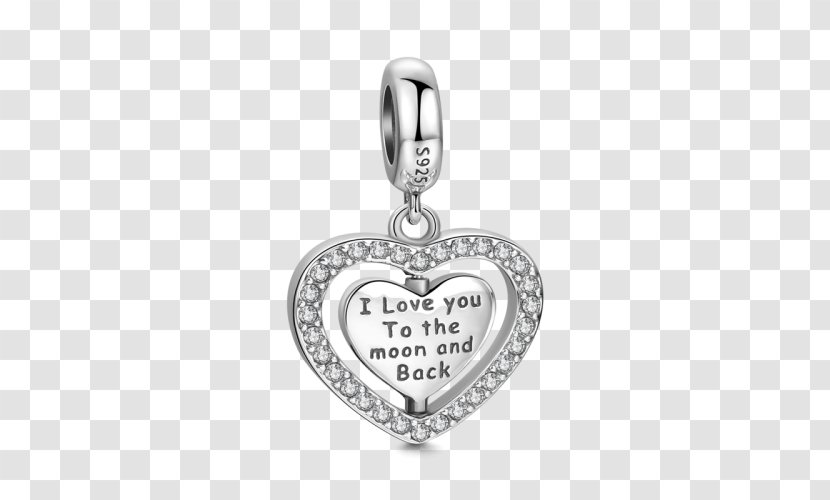 Charm Bracelet Silver Je T'aime à La Folie Body Jewellery - Locket - I Love You To The Moon And Back Transparent PNG