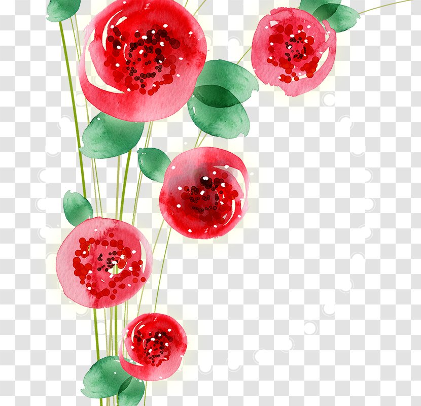 Watercolour Flowers Paper Watercolor Painting - Poster - Red Flower Transparent PNG