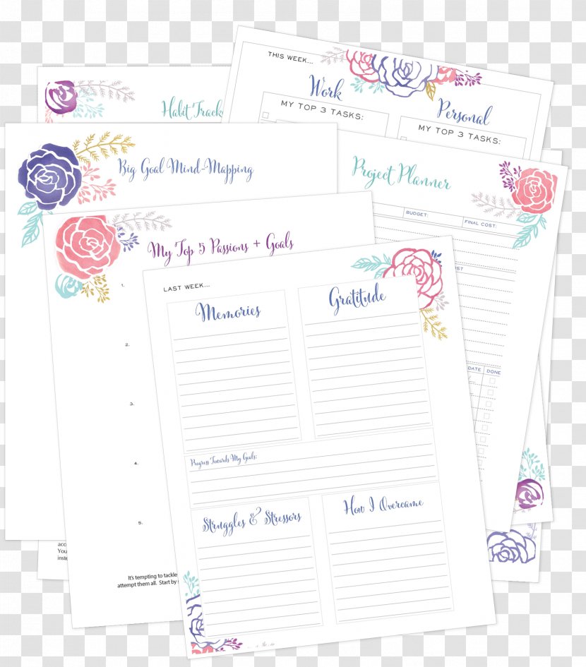 Paper Personal Organizer Planning Goal - Material - Desk Calendar Template Transparent PNG