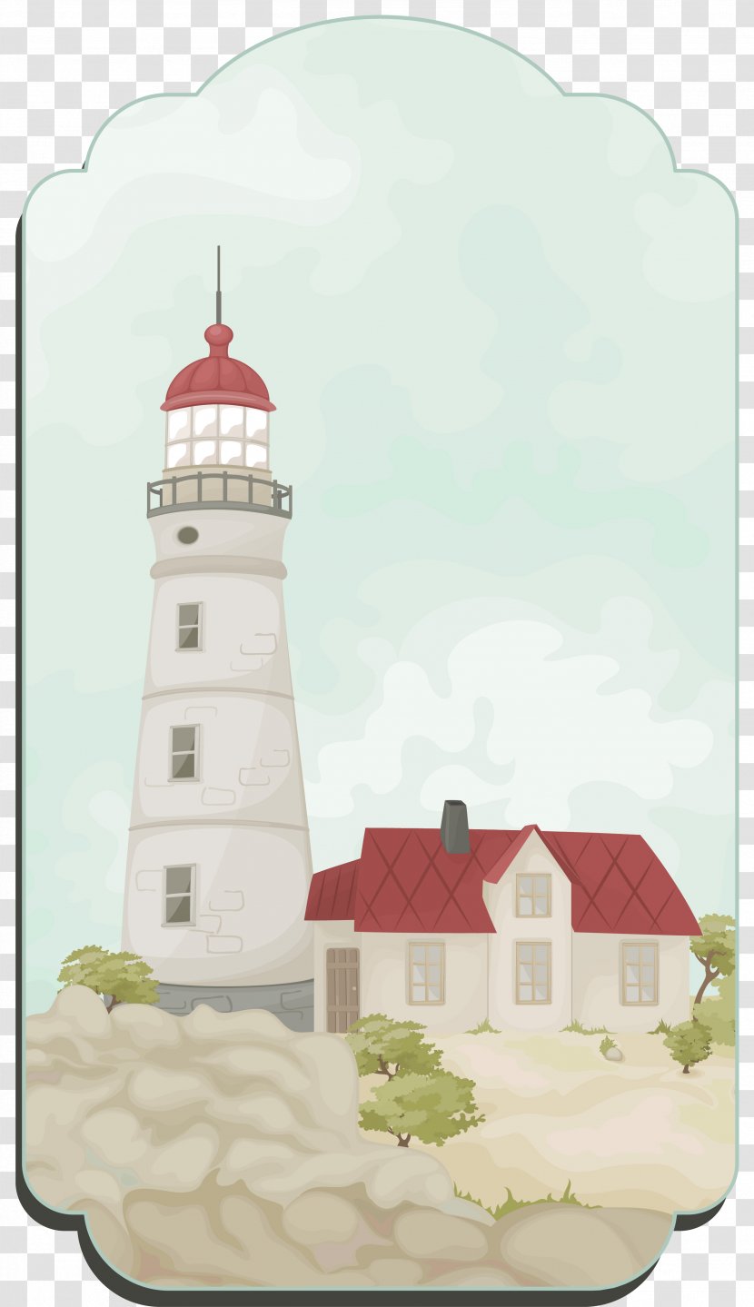 Curtain Bathroom Shower Douchegordijn Window - Lighthouse - Vintage Card Transparent PNG